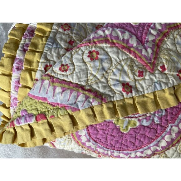 Dena Home Twin Quilt & 2 Shams Pink, Aqua, Yellow & Green Casablanca Moroccan - Picture 2 of 16